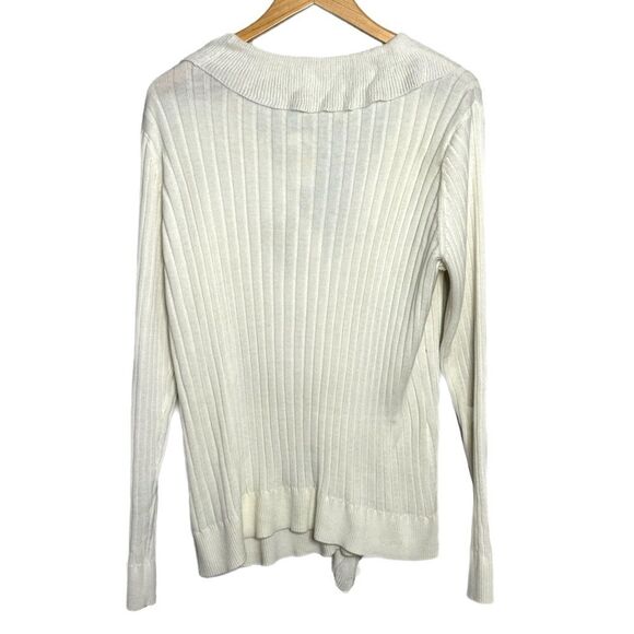 NWT XL Van Heusen ruffles knit sweater, solid - Picture 2 of 7